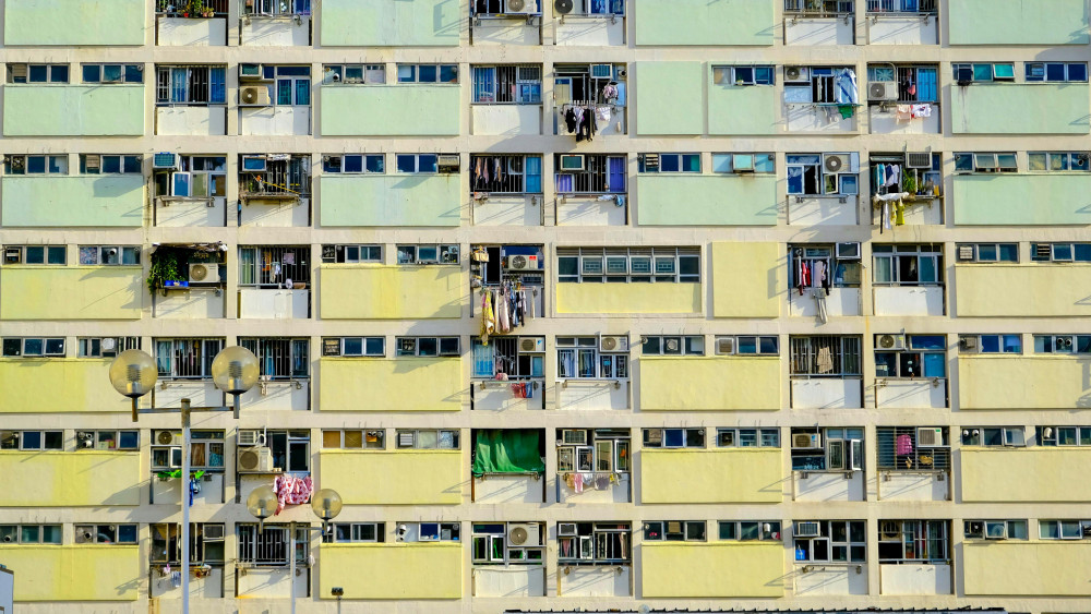 Urban Apartment Facade in Soft Daylight wallpaper