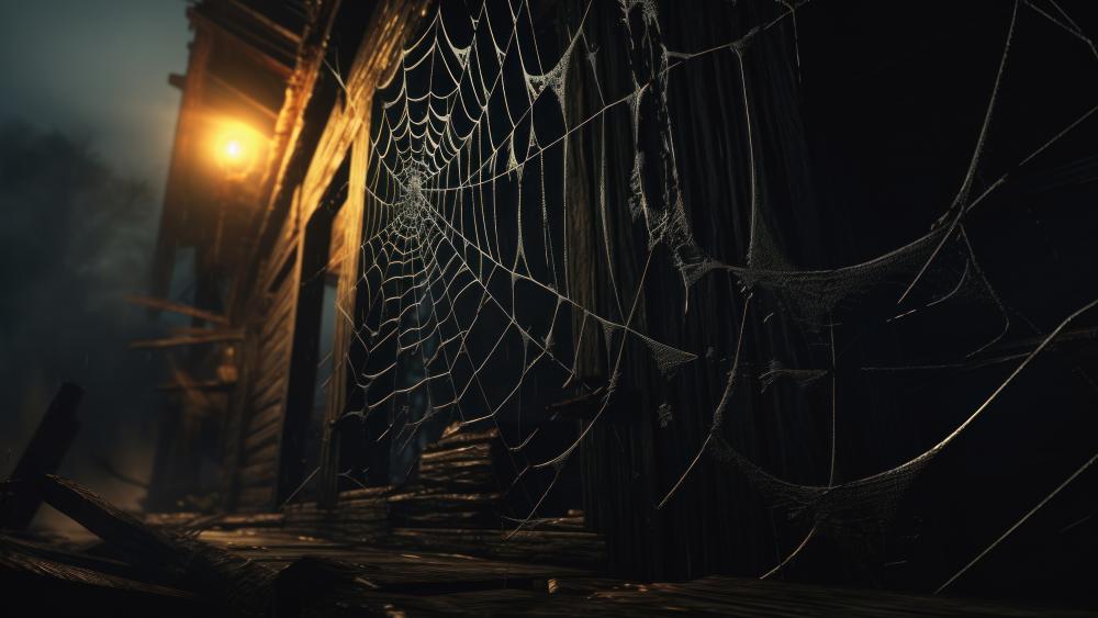 Haunted Webbed House at Midnight wallpaper