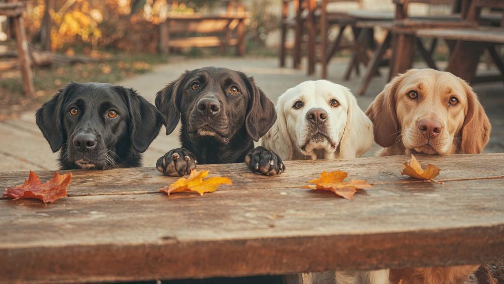 Autumn Labrador Friends Gathering wallpaper