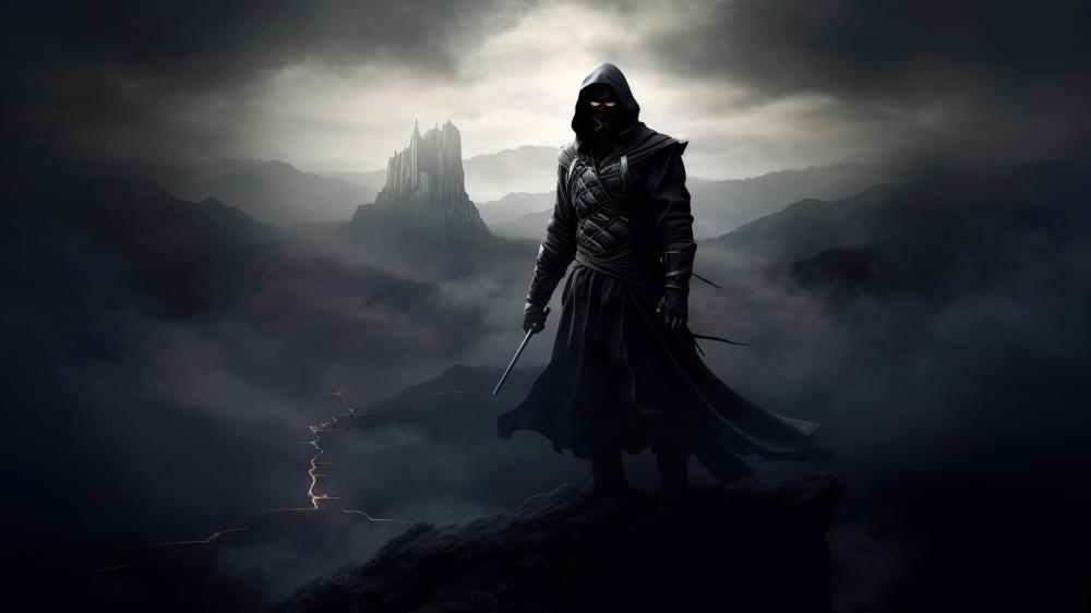 Shadow Blade Over Misty Kingdom wallpaper