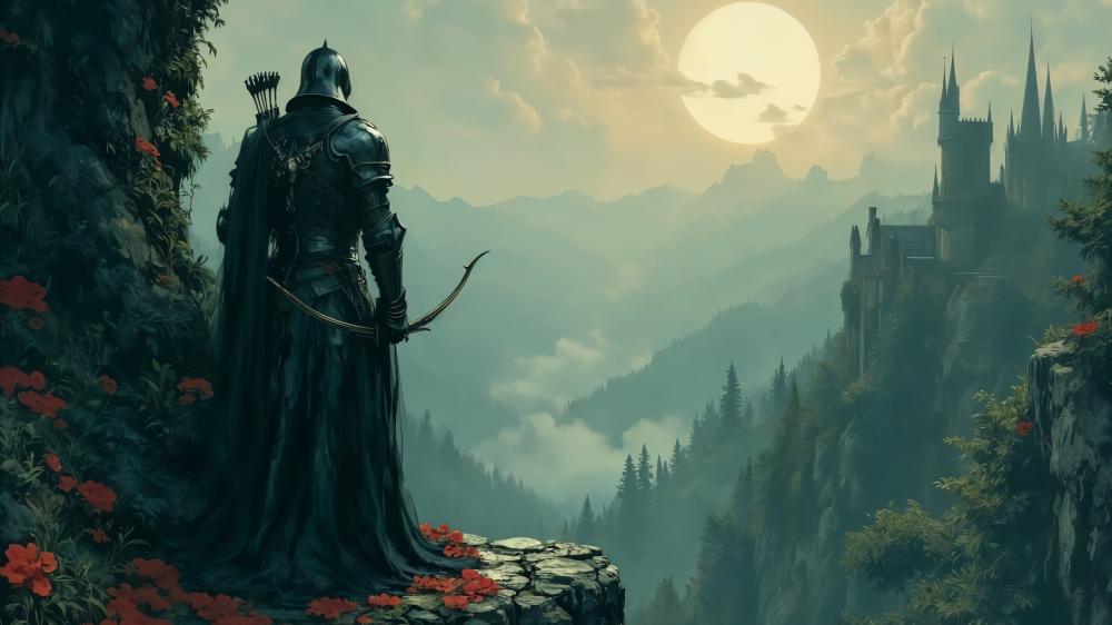 Shadow Knight at the Moonlit Castle wallpaper