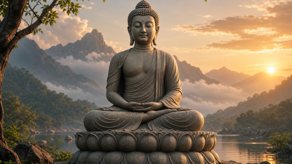Serene Buddha at Dawn wallpaper