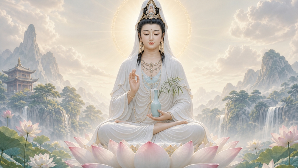 Celestial Guanyin Lotus Serenity wallpaper