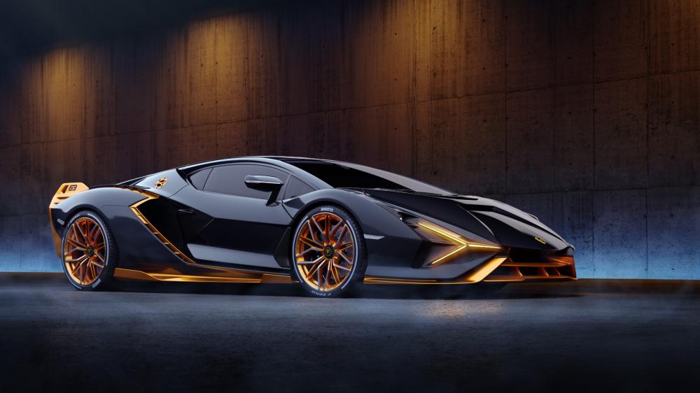 Lamborghini Sián Black and Gold Supercar wallpaper