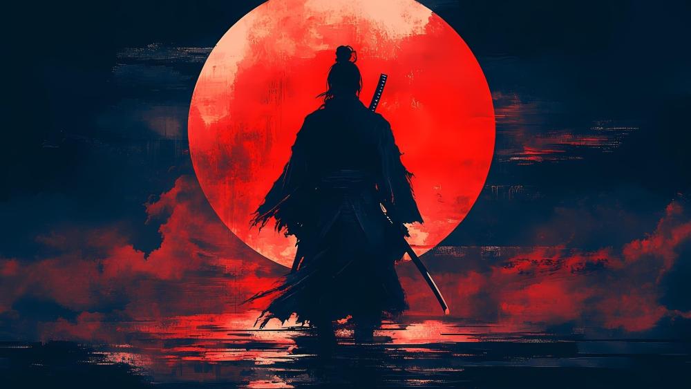 Blood Moon Samurai wallpaper