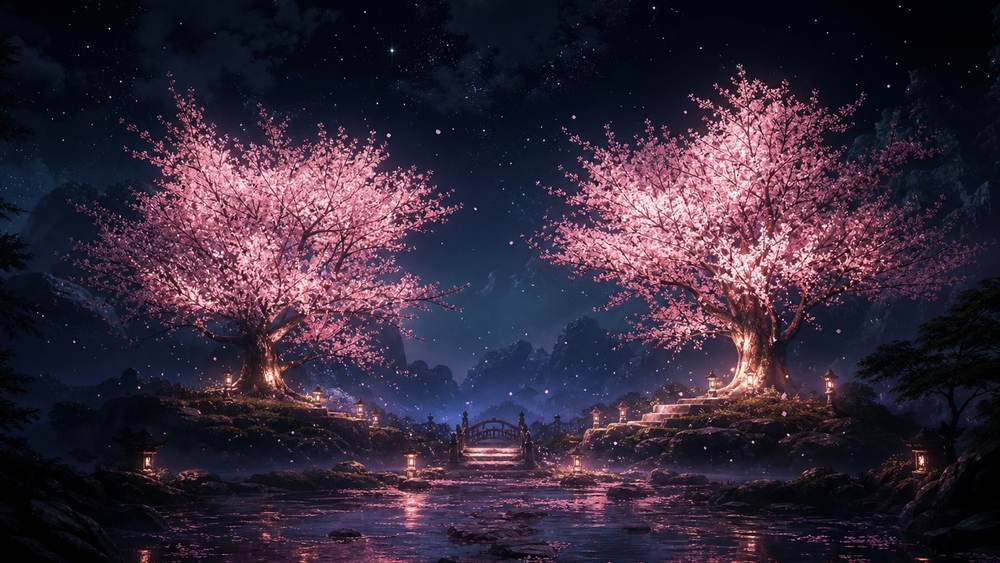 Midnight Blossom Glow wallpaper