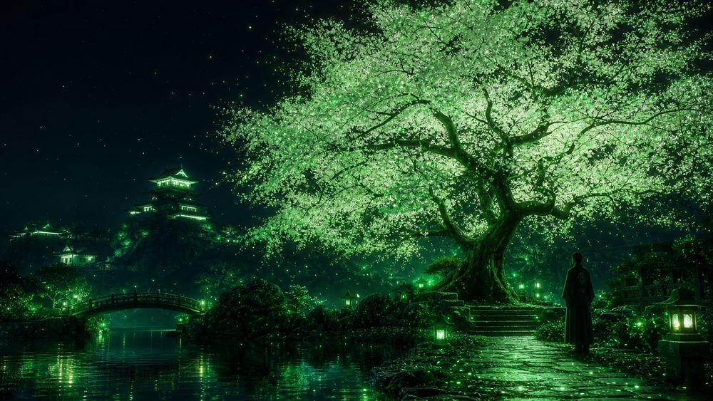 Midnight Glow Beneath the Sacred Tree wallpaper