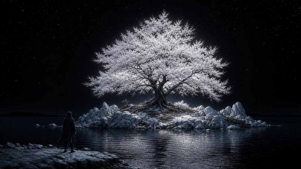 Moonlit Tree of Silent Waters wallpaper