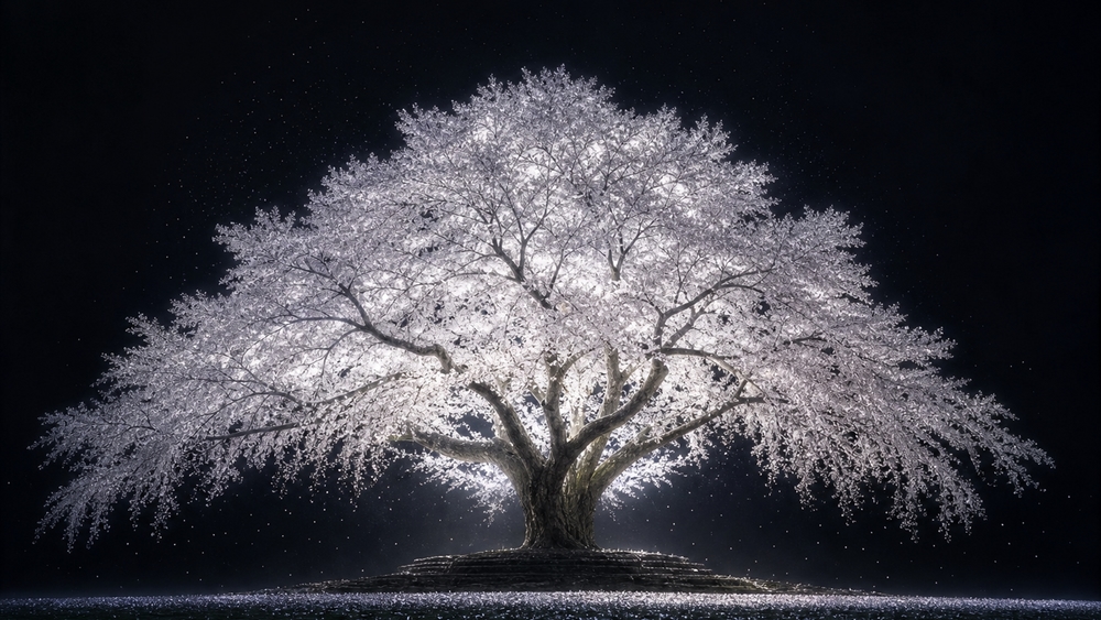 Midnight Glow of the Solitary Tree wallpaper