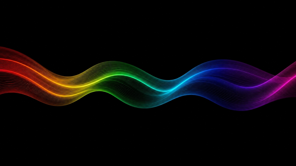 Neon Rainbow Wave on Black wallpaper