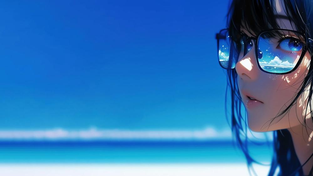 Blue Seaside Reflection Portrait wallpaper