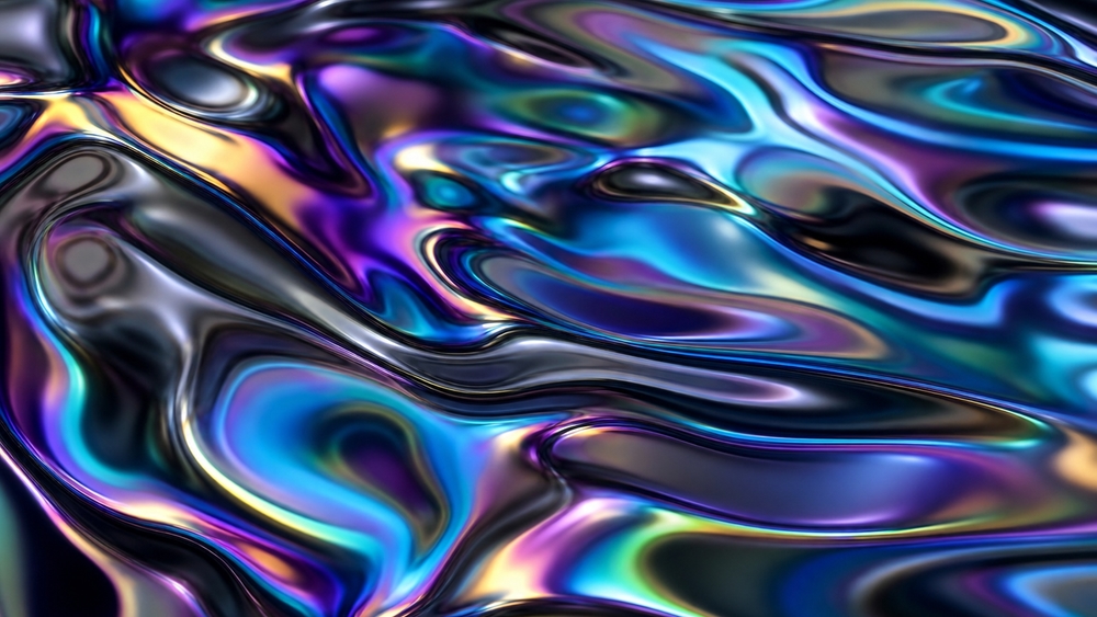 Iridescent Chrome Waves wallpaper
