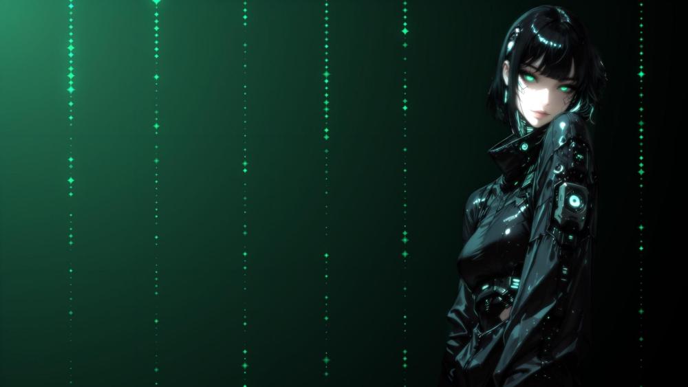 Neon Vigil of the Cyberpunk Girl wallpaper