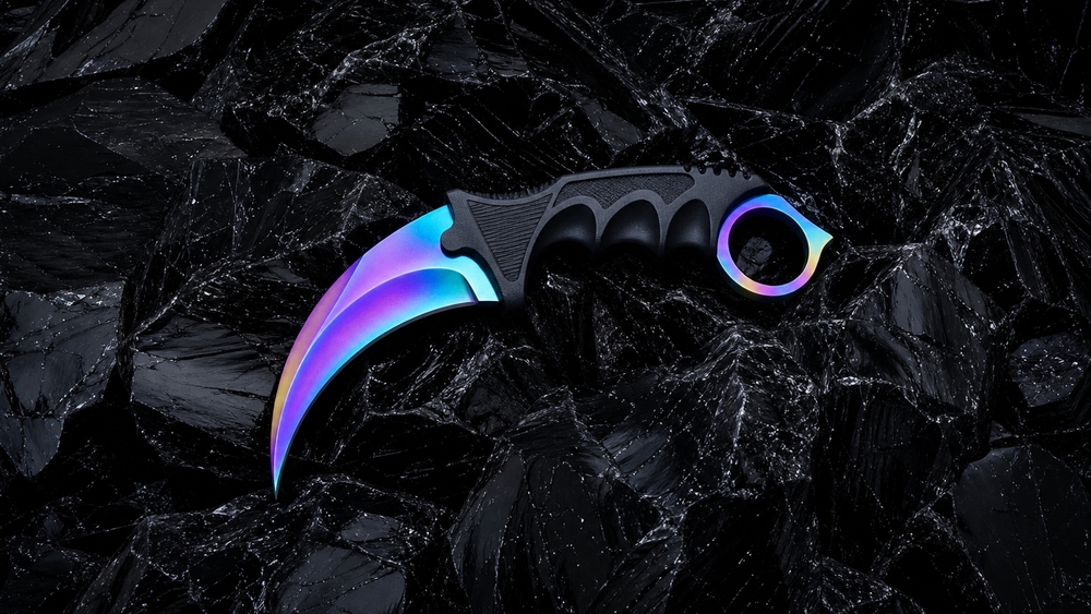 Neon Karambit on Dark Tactical Stone wallpaper