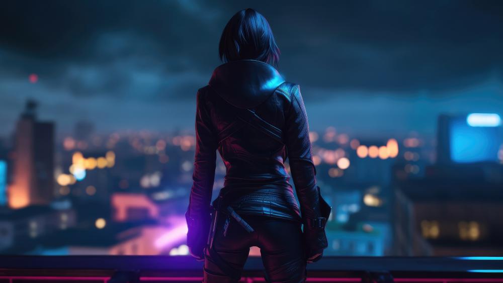 Neon Skyline Vigilante wallpaper