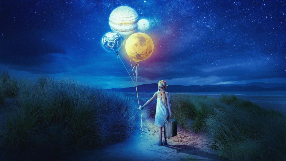 Moonlit Voyage of a Dreaming Girl wallpaper
