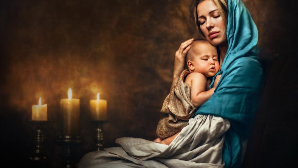 Tender Motherhood by Candlelight wallpaper