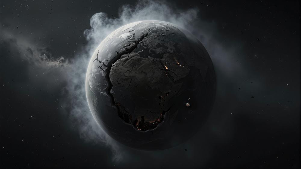 Cracked Planet in Silent Deep Space wallpaper