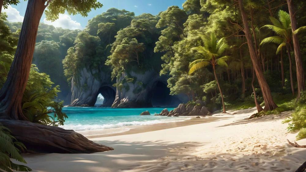 Hidden Tropical Cove Paradise wallpaper