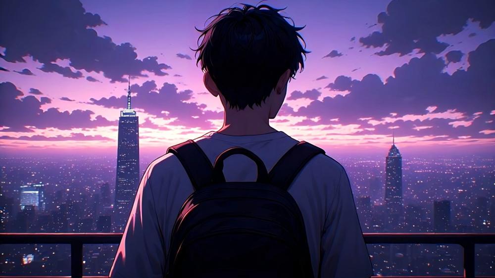 Purple Dusk Over the Silent City wallpaper