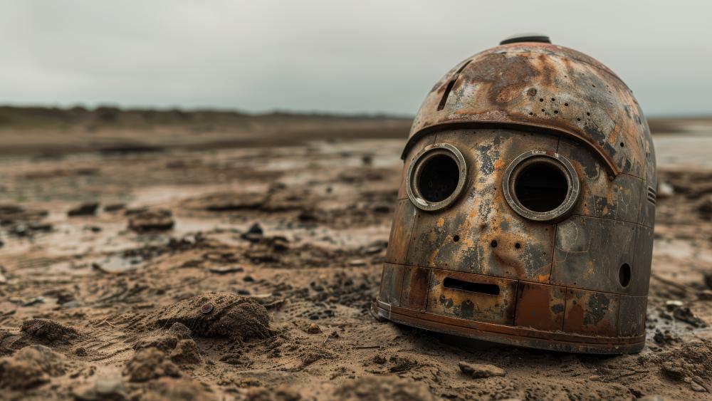 Rustbound Sentinel in the Desert Wastes wallpaper