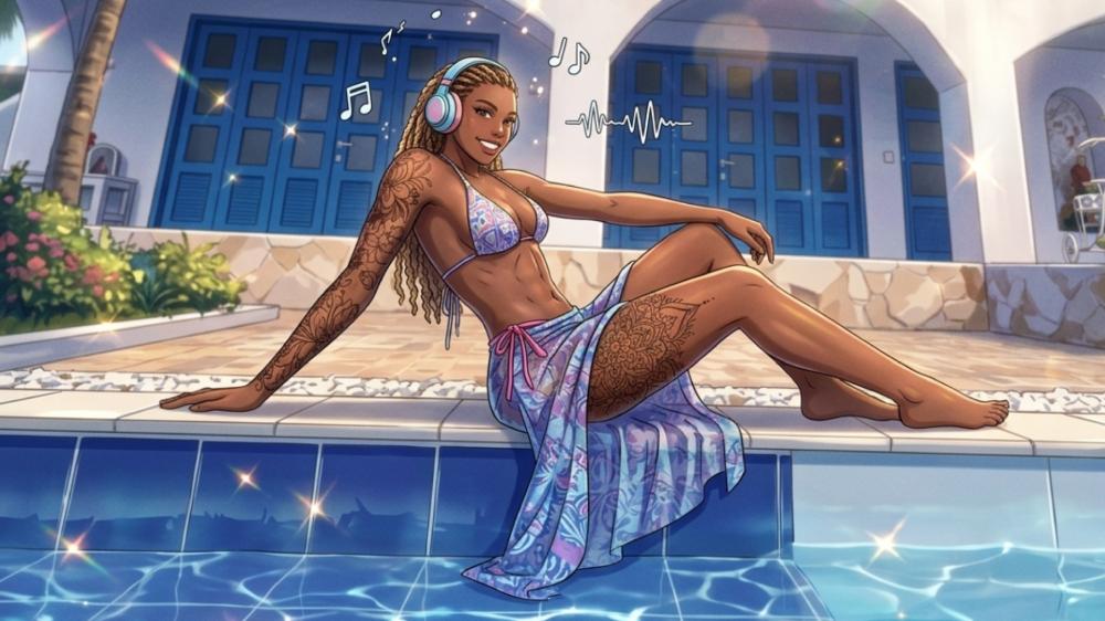 Sunlit Poolside Beats wallpaper
