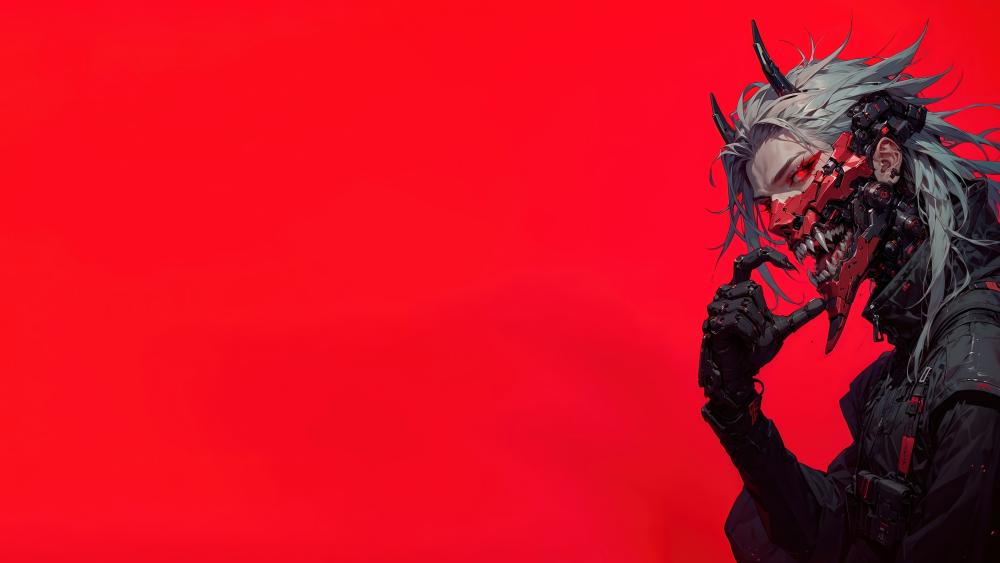Demonic Oni Cyberpunk Sentinel wallpaper