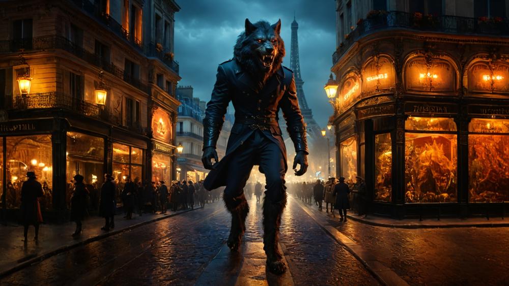 Midnight Werewolf in Gothic Paris wallpaper