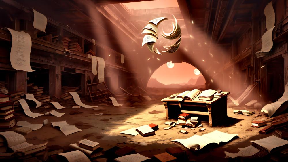 Ancient Library of Floating Knowledge wallpaper
