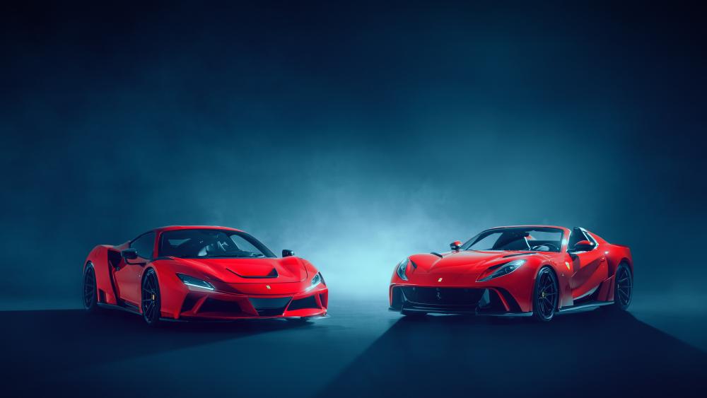 Twin Red Ferrari Supercars wallpaper