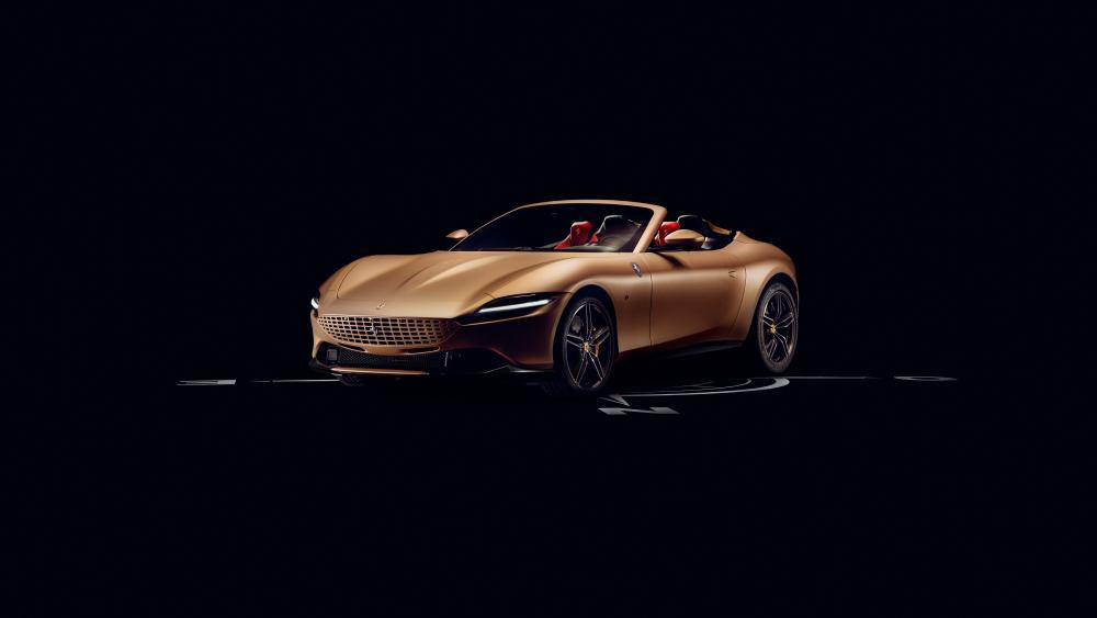 Ferrari Roma Spider Elegance in Gold wallpaper