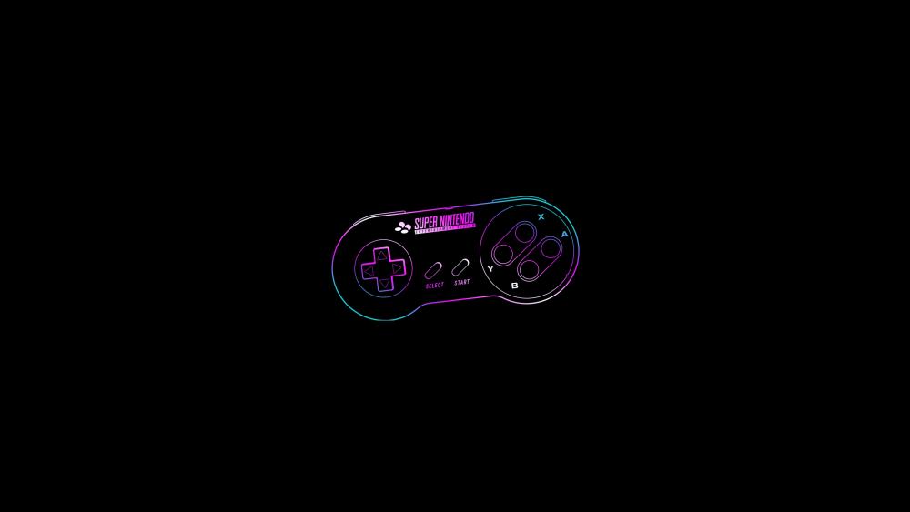 Neon Retro Controller on Black wallpaper
