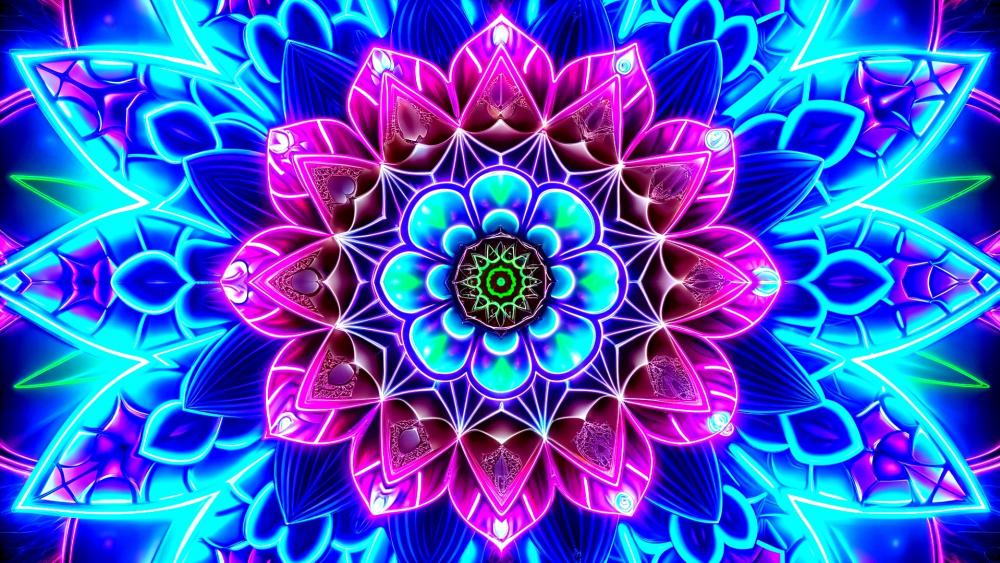 Neon Fractal Mandala Bloom wallpaper