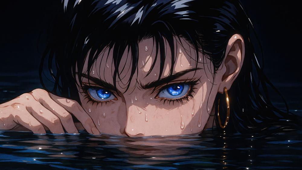 Midnight Blue Eyed Anime Diva wallpaper