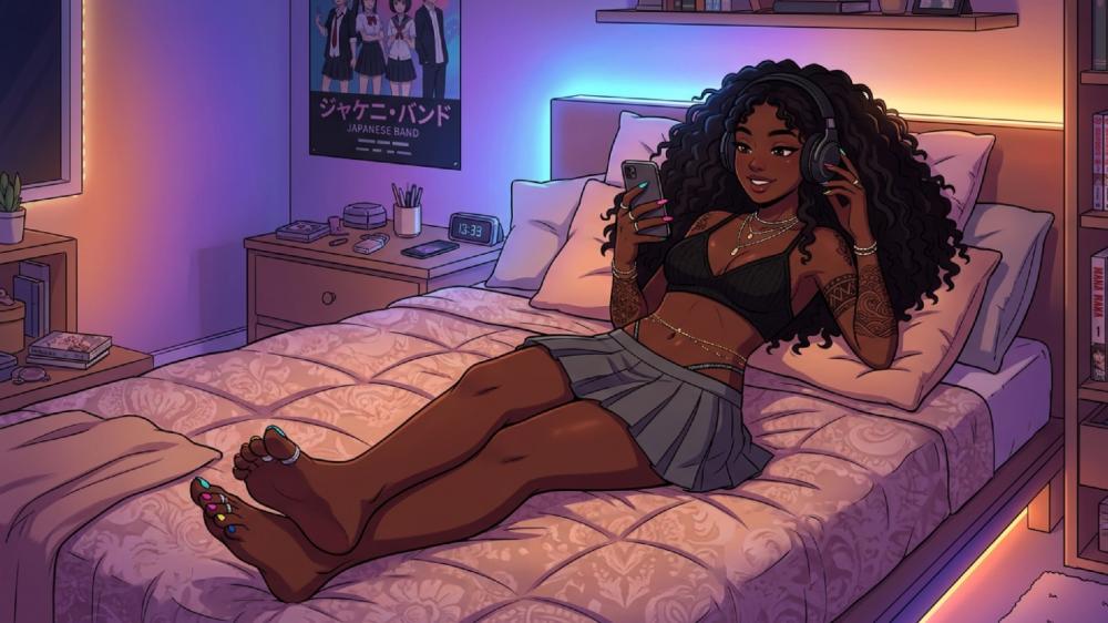 Cozy Neon Lo Fi Anime Night wallpaper