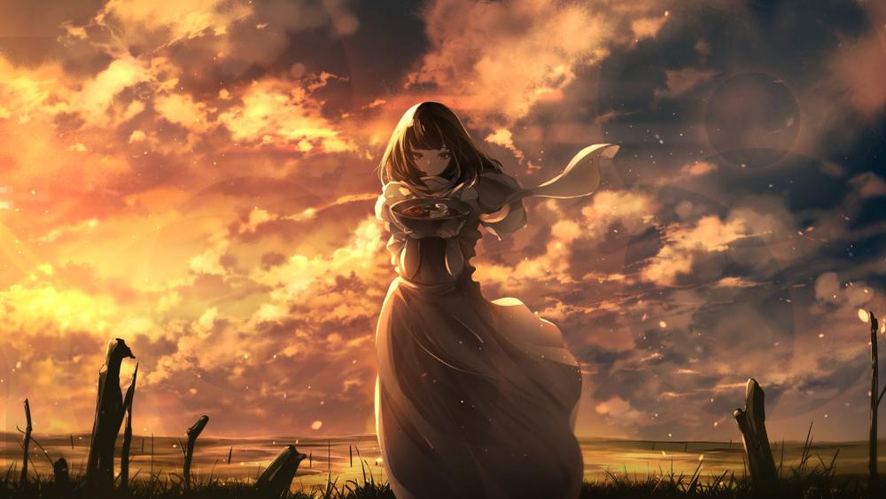 Sunset Guardian in the Winds wallpaper