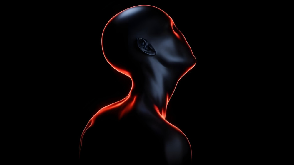 Red Neon Humanoid Silhouette wallpaper