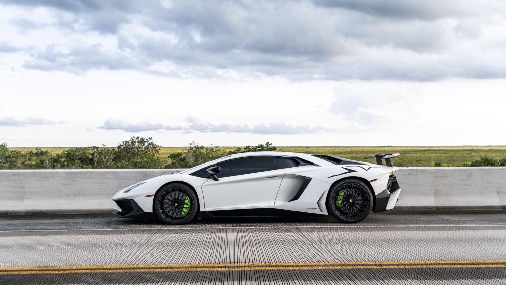 White Lamborghini Aventador SV wallpaper