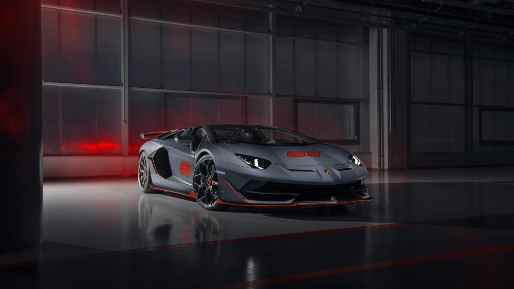 Lamborghini Aventador SVJ 63 Roadster in Shadowed Garage wallpaper