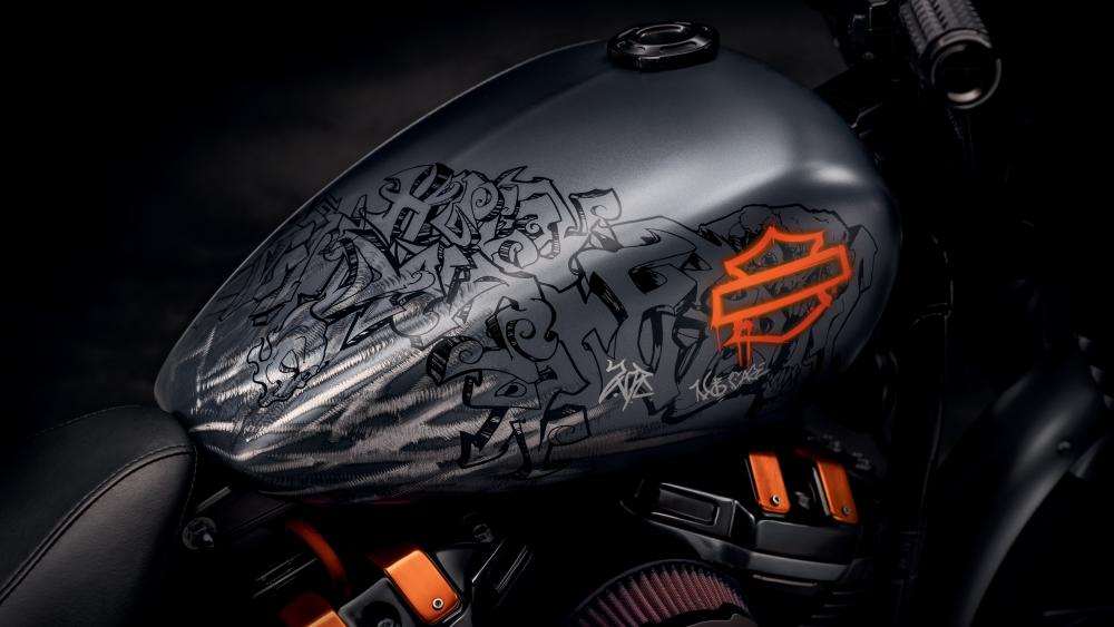 Dark Harley Tank With Urban Graffiti wallpaper