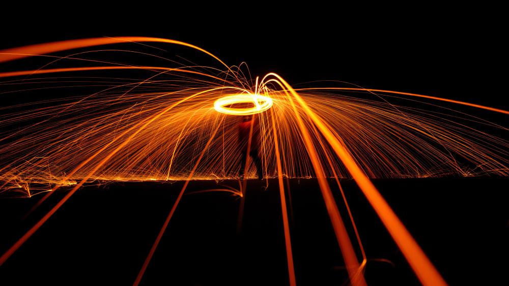 Steel Wool Sparks in Motion wallpaper