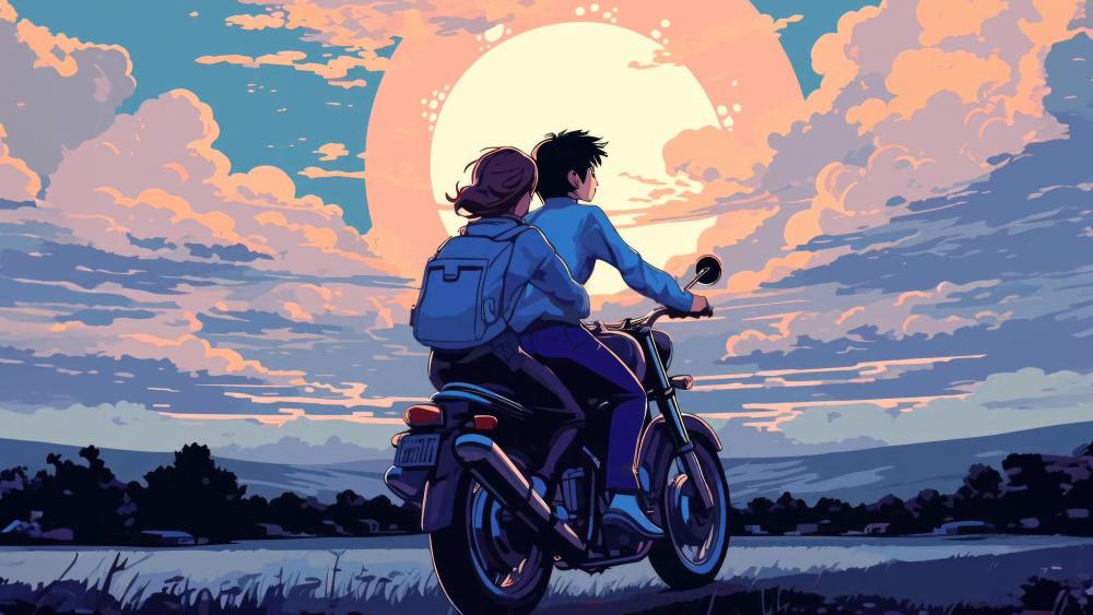 Sunset Ride Together wallpaper
