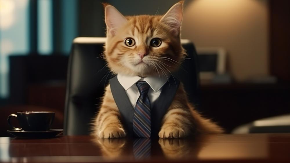 Boardroom Boss Cat in a Tie wallpaper