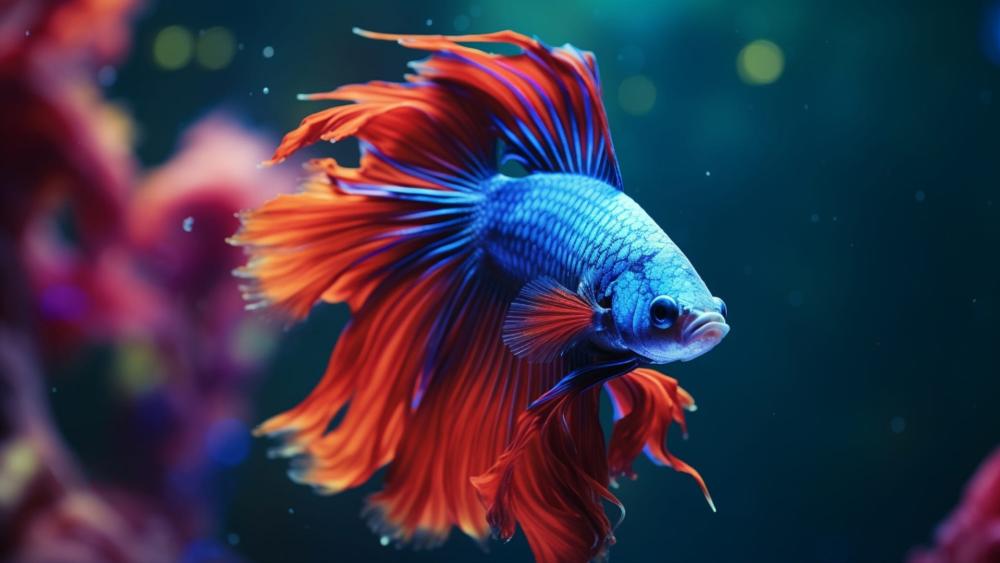 Vibrant Betta Fish in Dreamy Aquarium wallpaper