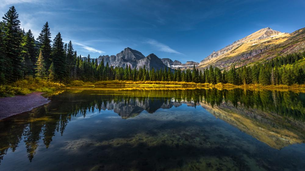 Glacier Peaks Reflected at Lake Josephine wallpaper