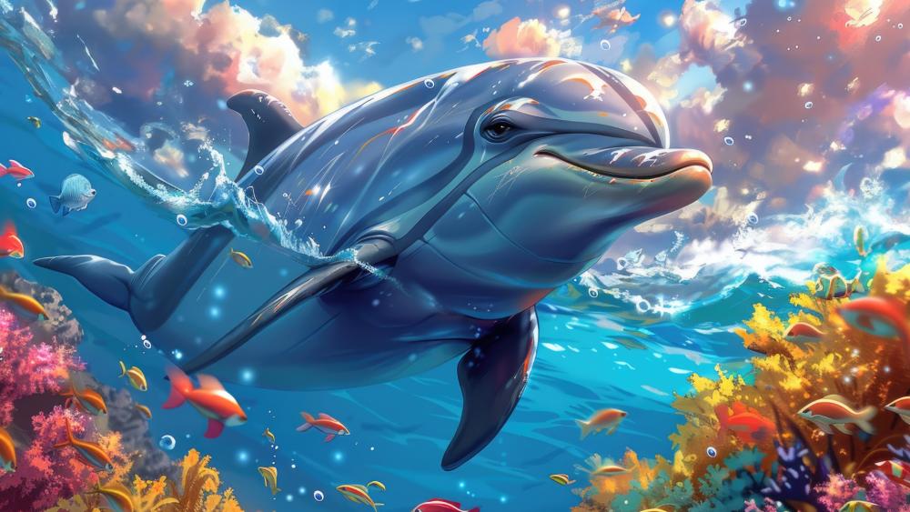 Dreaming Dolphin in Coral Kingdom wallpaper