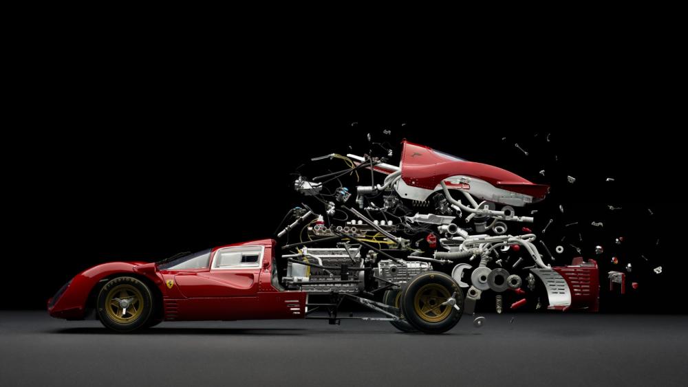 Exploded Ferrari Engineering Showcase wallpaper