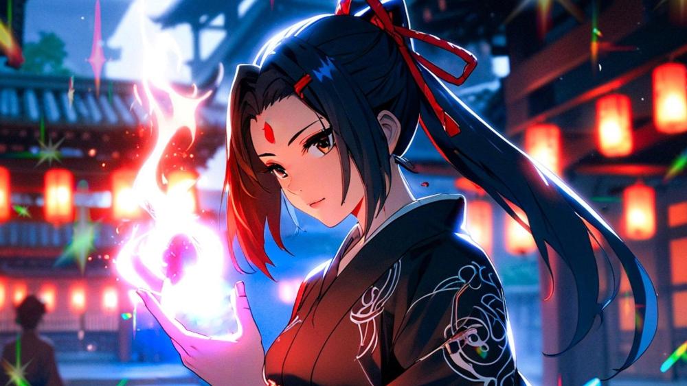 Mystic Kimono Flame Spirit wallpaper