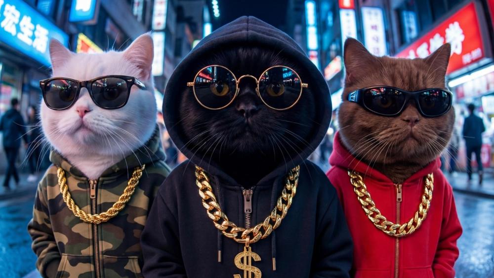 Streetwise Cats With Gold Chains wallpaper
