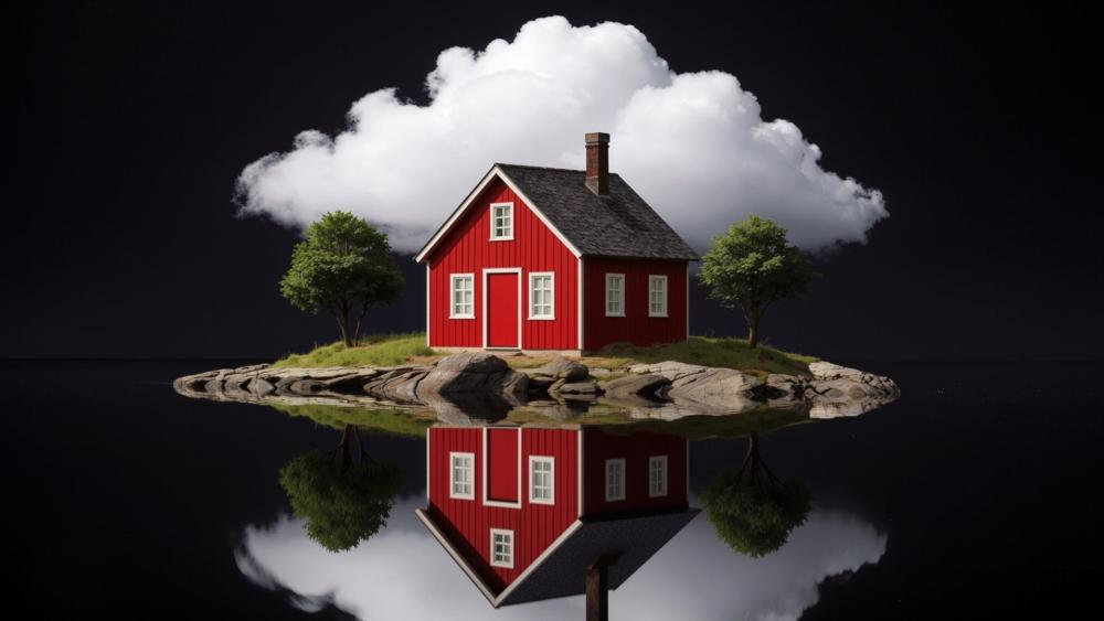 Dream House on a Floating Isle wallpaper